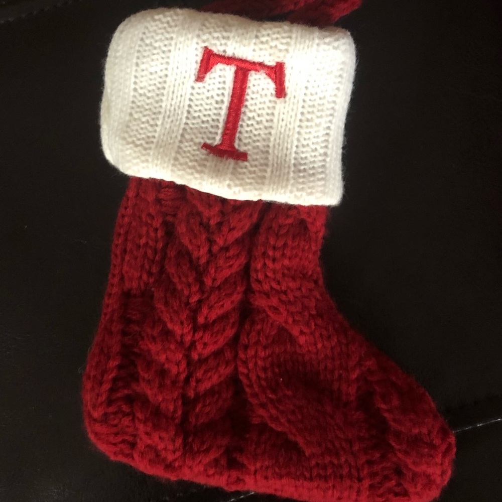 Christmas Holiday stocking letter T Super cute NWT